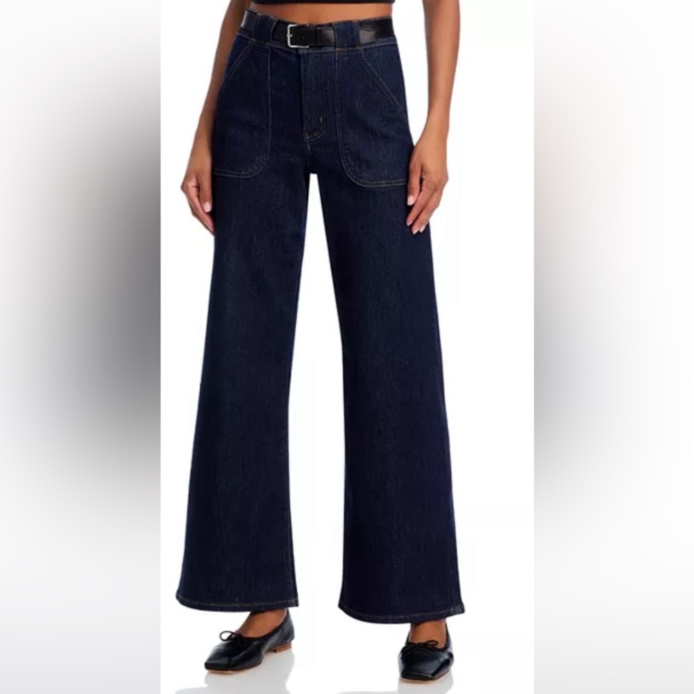NWT FRAME Denim Modern Pocket Dark Wash Wide Leg Jean in Rinse Size 28